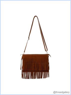 Women Vintage Fringe Crossbody Bag Tassel Saddle Purse Adjustable Strap